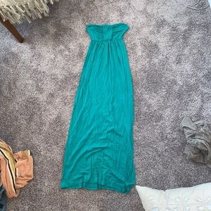 Elastic top teal maxi dress